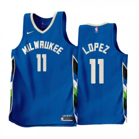 Dres Milwaukee Bucks Brook Lopez 11 Nike 2022-23 City Edition Plava Swingman